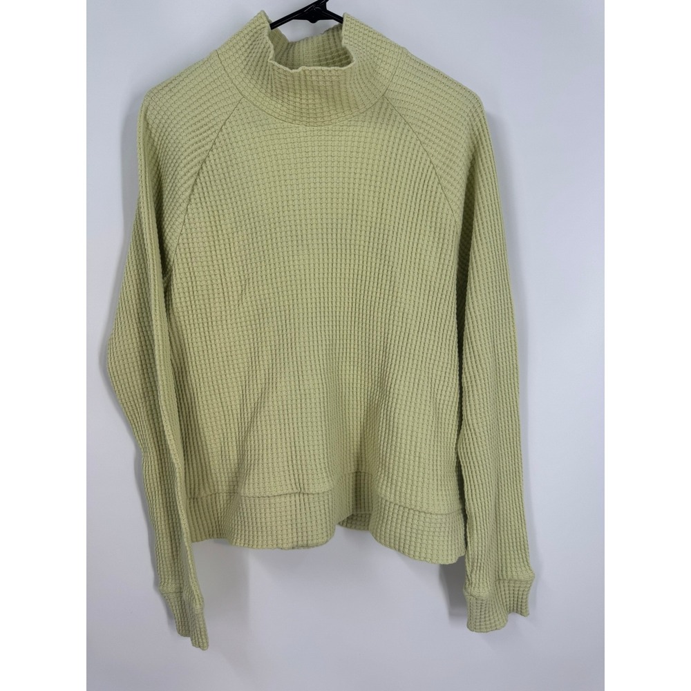 The North Face Womens Nettle Green Waffle‎ Knit Mock Neck Long Sleeve Top Size L
